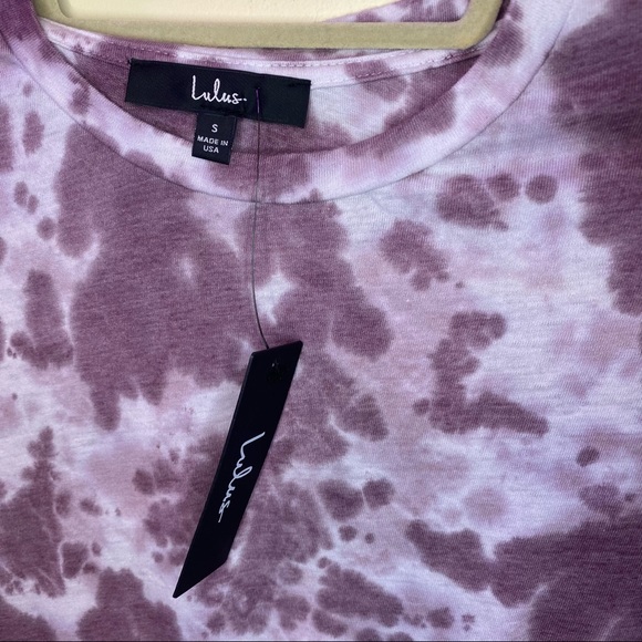NWT LULUS Cozy Livin’ Mauve Purple Tie-Dye Tee S - Picture 2 of 6